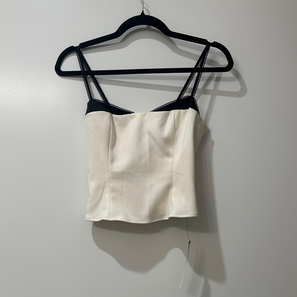Reformation Cream and Black Camisole Top